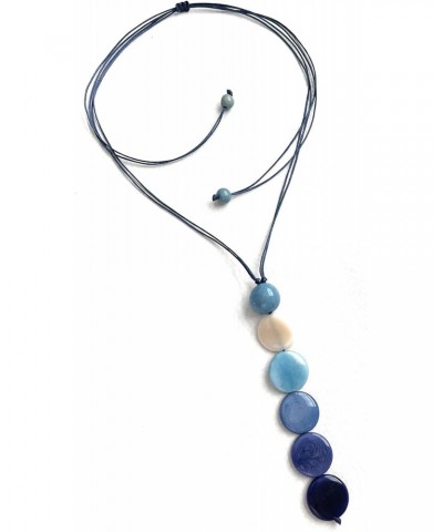 Tagua Necklace in Blue, White TAG702 Organic Tagua Nut Jewelry, Tagua Lariat Necklace $10.50 Necklaces