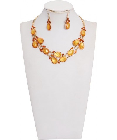 Shiny Resin Collar Necklace with Earrings golden grow-j $11.01 Necklaces