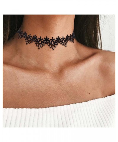 Boho Hollow Lace Choker Necklace Black Daisy Flower Choker Necklace Gothic Lace Collar Necklace Vintage Lace Clavicle Necklac...