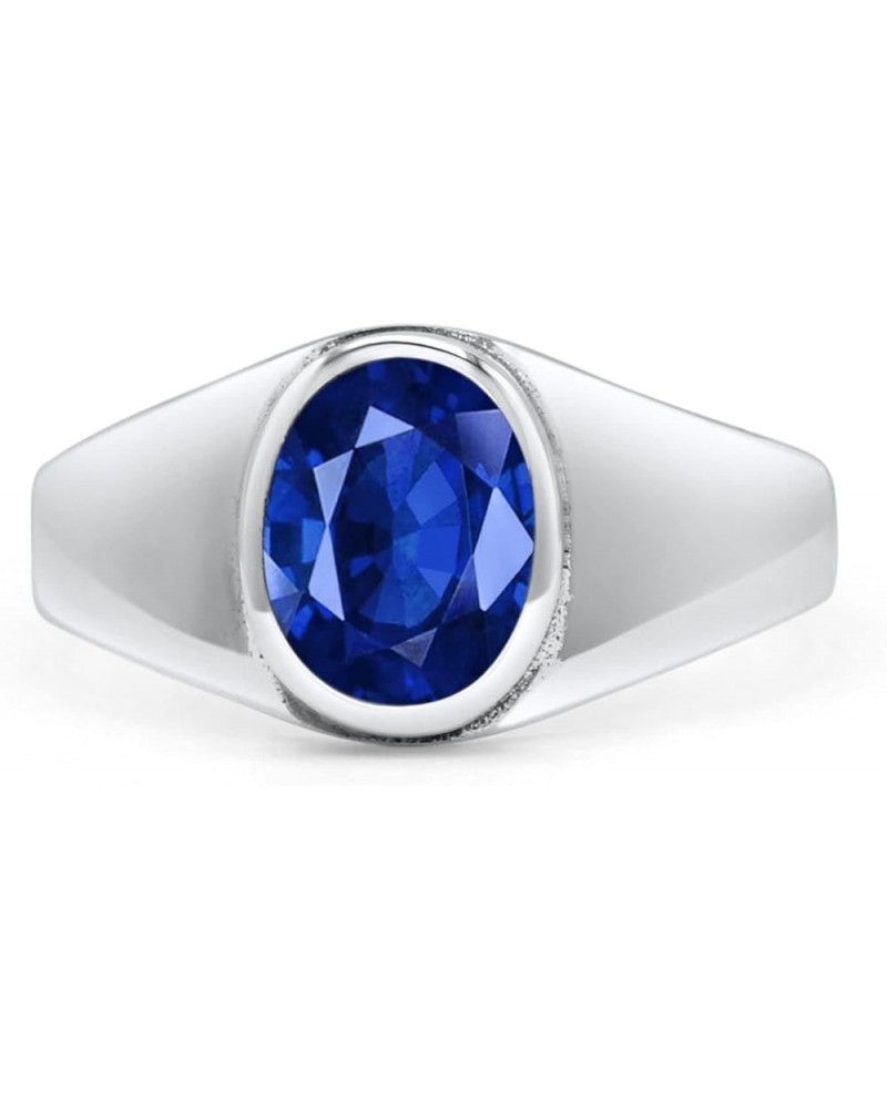 Petite Dainty Fashion Oval Thumb Ring Lab Created Opal Solid 925 Sterling Silver Simulated Blue Sapphire $14.09 Rings