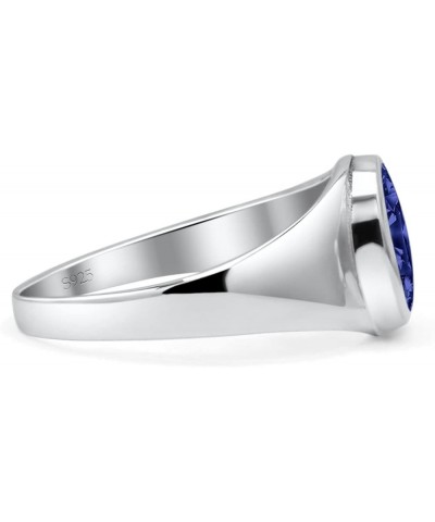 Petite Dainty Fashion Oval Thumb Ring Lab Created Opal Solid 925 Sterling Silver Simulated Blue Sapphire $14.09 Rings