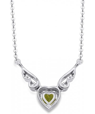 Angel Wings Heart Pendant Necklace In 14K Gold Over Sterling Silver white-gold-plated-silver : Peridot $21.12 Necklaces