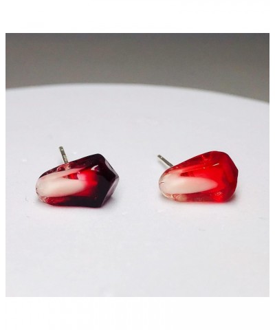 Handmade cute pomegranate S925 sterling silver earrings anti allergy earrings jewelry for women 1pc dark red and 1pc red ear ...