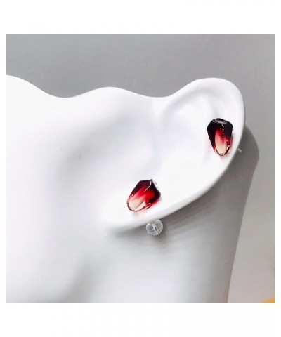 Handmade cute pomegranate S925 sterling silver earrings anti allergy earrings jewelry for women 1pc dark red and 1pc red ear ...