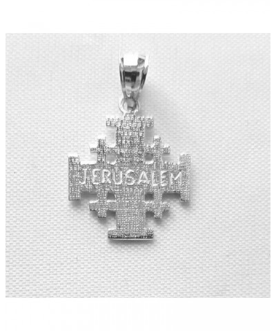 Sterling Silver Jerusalem Cross Charm/Pendant, Made in USA, Italian Box Chain Pendant w/ 20" Box Chain $8.15 Necklaces