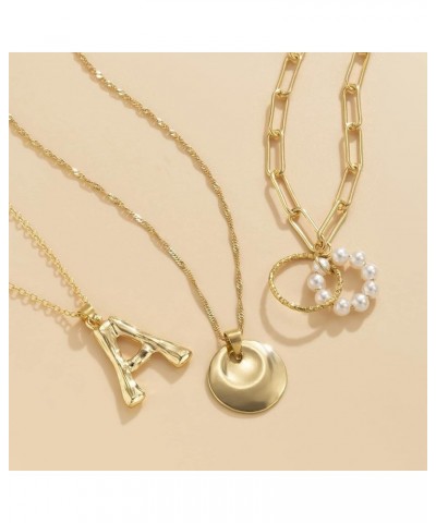 Necklaces Set, Delicate Necklaces for Women Layers Letter A Ring Pearl Jewelry for Girls Women Necklace Gold $10.98 Necklaces