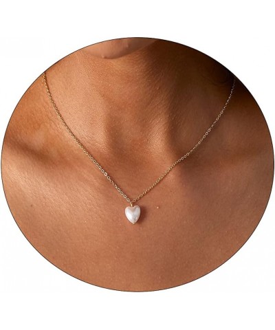 Dainty Pearl Pendant Necklaces for Women 14k Gold Plated Barque Pearl Chain Necklace Delicate Handmade Cultured Pearl Necklac...