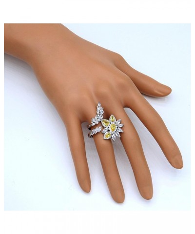 Fashion Adjustable Pearl Crystal Flower Cocktail Statement Ring Rhinestone FloraL Engagement Wedding Bands Rings Luxury Jewel...