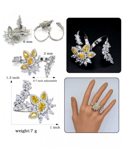 Fashion Adjustable Pearl Crystal Flower Cocktail Statement Ring Rhinestone FloraL Engagement Wedding Bands Rings Luxury Jewel...