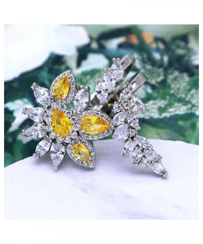 Fashion Adjustable Pearl Crystal Flower Cocktail Statement Ring Rhinestone FloraL Engagement Wedding Bands Rings Luxury Jewel...