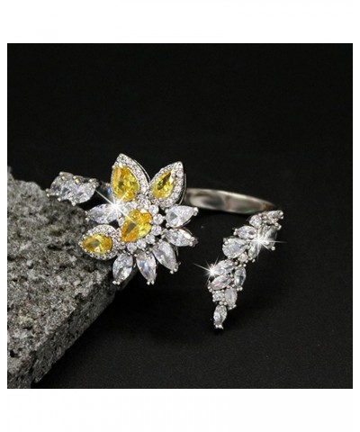 Fashion Adjustable Pearl Crystal Flower Cocktail Statement Ring Rhinestone FloraL Engagement Wedding Bands Rings Luxury Jewel...