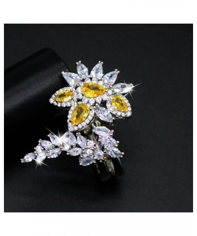 Fashion Adjustable Pearl Crystal Flower Cocktail Statement Ring Rhinestone FloraL Engagement Wedding Bands Rings Luxury Jewel...