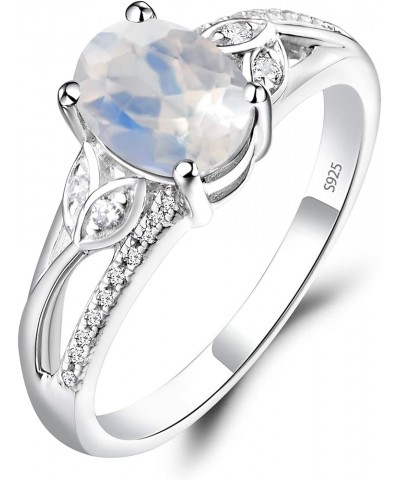 925 Sterling Silver Oval Shaped 8X6 MM Gemstone Ring Leaf Engagement Ring for Women Moonstone $51.09 Rings