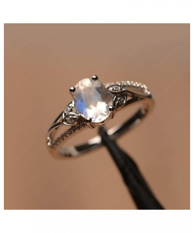 925 Sterling Silver Oval Shaped 8X6 MM Gemstone Ring Leaf Engagement Ring for Women Moonstone $51.09 Rings