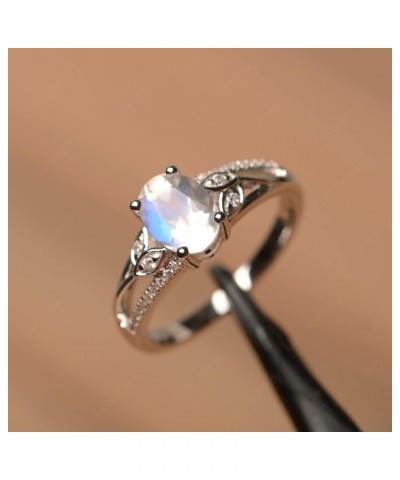 925 Sterling Silver Oval Shaped 8X6 MM Gemstone Ring Leaf Engagement Ring for Women Moonstone $51.09 Rings