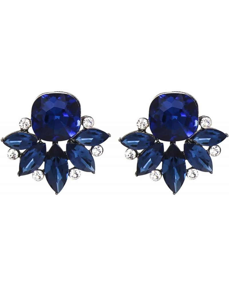 Vintage Crystal Drop Cluster Earrings Rhinestone Statement Earrings Fancy Crystal Cluster Earrings for Women Blue $8.39 Earrings