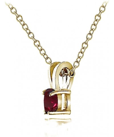 Yellow Gold Flashed Sterling Silver Genuine, Created and Simulated 5mm Round Solitaire Necklace July-Created Ruby $14.52 Neck...