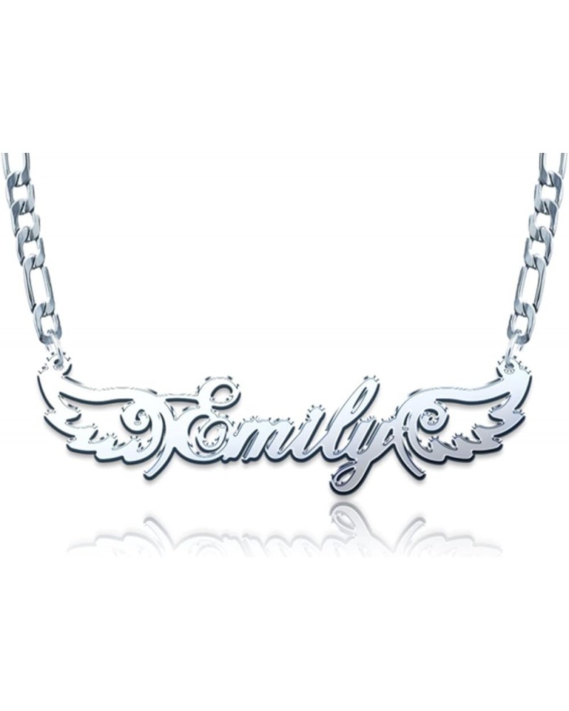 Custom Name Necklace Personalized Nameplate Pendant Personalized Gifts for Women Angel Wings $12.59 Necklaces