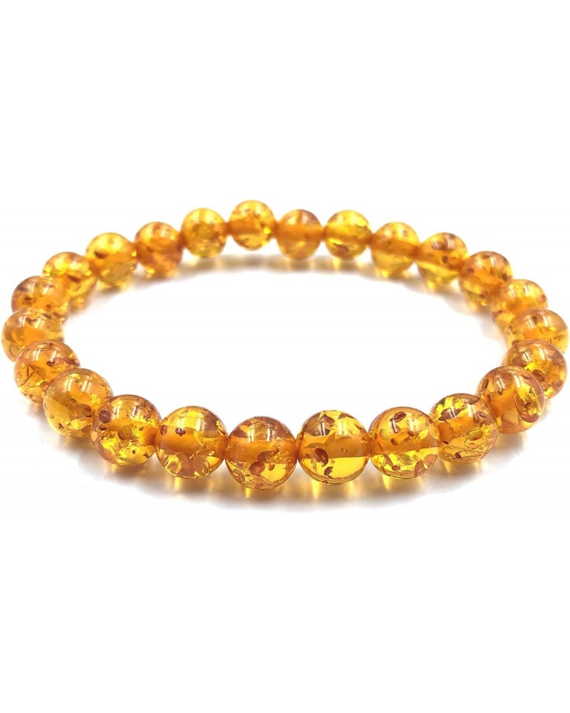 AAA Natural "BALTIC AMBER A " Gemstone 8mm Round Beaded Stretchable Bracelet ,Gift for Men & Women,Designer Bracelet,Couple B...