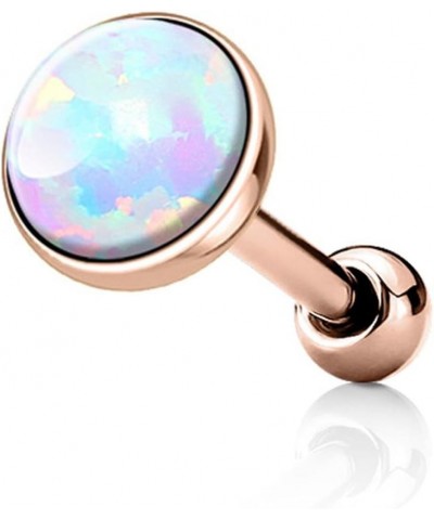 16g Surgical Steel Synthetic Opal Cartilage Stud Earring White/Rose Gold 1pc (5mm) $12.87 Body Jewelry