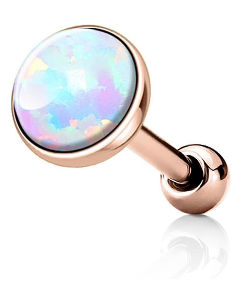 16g Surgical Steel Synthetic Opal Cartilage Stud Earring White/Rose Gold 1pc (5mm) $12.87 Body Jewelry