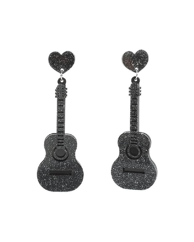 Classical Acrylic Bass Electric Guitar Drop Dangle Earrings Music Violin Instrument Love Heart for Women Girls Teacher Party ...