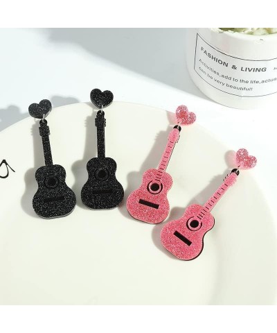 Classical Acrylic Bass Electric Guitar Drop Dangle Earrings Music Violin Instrument Love Heart for Women Girls Teacher Party ...