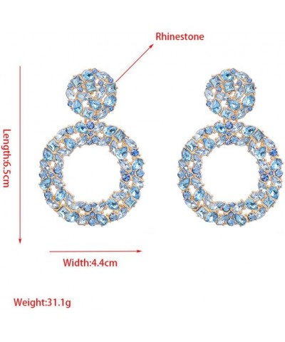 Rhinestones Round Hollow Circle Statement Dangle Drop Earrings for Women Hypoallergenic Sparkly Crystal Geometric CZ Disc Stu...