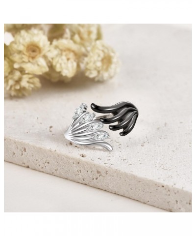 Angel Devil Ring Sterling Silver Demon Angel Wings Adjustable Open Ring Valentine's Day Jewelry Gifts for Women $17.69 Rings