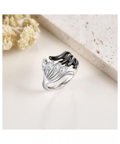 Angel Devil Ring Sterling Silver Demon Angel Wings Adjustable Open Ring Valentine's Day Jewelry Gifts for Women $17.69 Rings