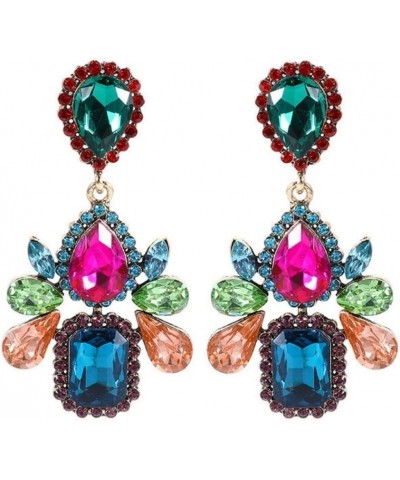 Fashion Rhinestone Crystal Statement Drop Dangle Earrings for Women Large Colorful Crystal Chandelier Earrings Bridal Wedding...