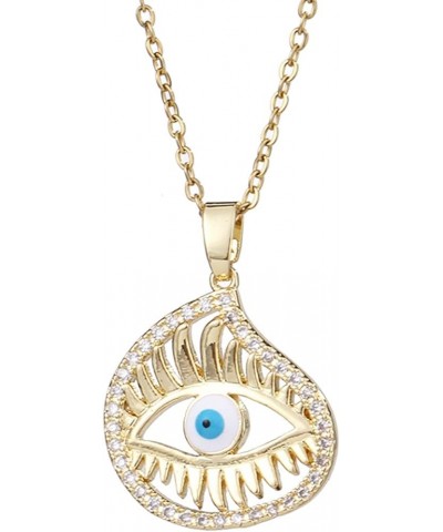 Gold Evil Eye Hamsa Pendant Necklace for Women Teen Girls - Simple Cute Dainty Cubic Zirconia Rhinestone Ojo Turco Turkish Th...