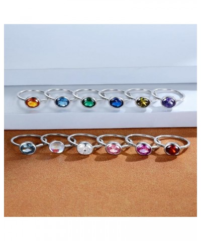 Simple Birthstone Rings for Women Girls Mother Children Jewelry 925 Sterling Silver Colorful Cubic Zirconia Stackable Promise...