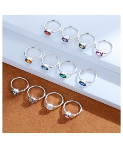 Simple Birthstone Rings for Women Girls Mother Children Jewelry 925 Sterling Silver Colorful Cubic Zirconia Stackable Promise...