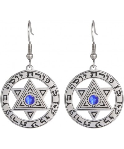 Star of David Earrings Megan Star Israel Hebrew Dangle Earrings for Women Vintage Jewish Jewelry Silver tone $8.19 Earrings