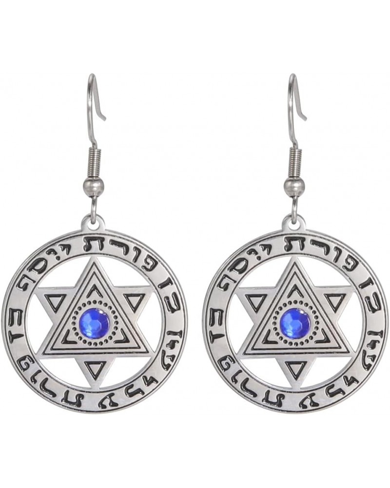 Star of David Earrings Megan Star Israel Hebrew Dangle Earrings for Women Vintage Jewish Jewelry Silver tone $8.19 Earrings