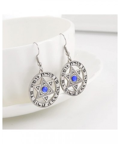 Star of David Earrings Megan Star Israel Hebrew Dangle Earrings for Women Vintage Jewish Jewelry Silver tone $8.19 Earrings