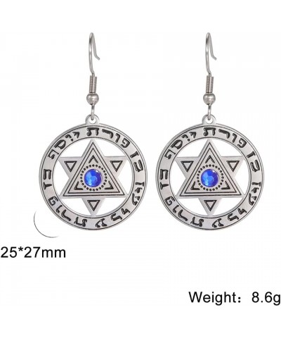 Star of David Earrings Megan Star Israel Hebrew Dangle Earrings for Women Vintage Jewish Jewelry Silver tone $8.19 Earrings