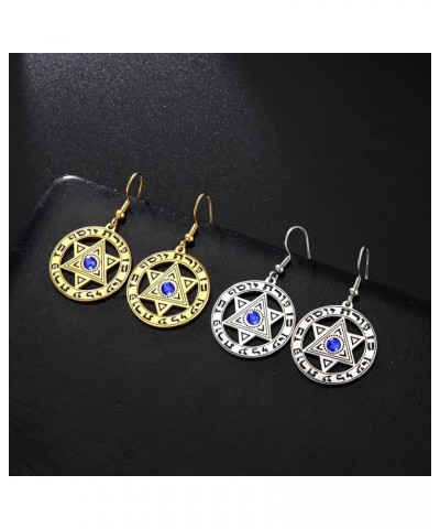 Star of David Earrings Megan Star Israel Hebrew Dangle Earrings for Women Vintage Jewish Jewelry Silver tone $8.19 Earrings