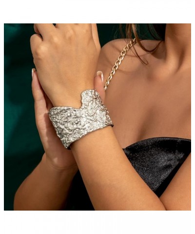 Cuff Bracelets for Women Wrist Cuffs with Lrregular V Opening Design Gold/Silver Big Bangle Jewelry Silver 1 $6.75 Bracelets