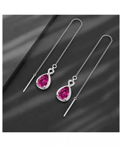 Infinity Threader Earrings Long Chain Drop Earrings 925 Sterling Silver 12 Birthstone Birthday Jewelry Gifts for Women 7-July...