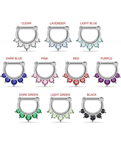 5 Paved Round Stones 16 Gauge Clicker Septum Nose Ring Septum Jewelry Purple $9.61 Body Jewelry