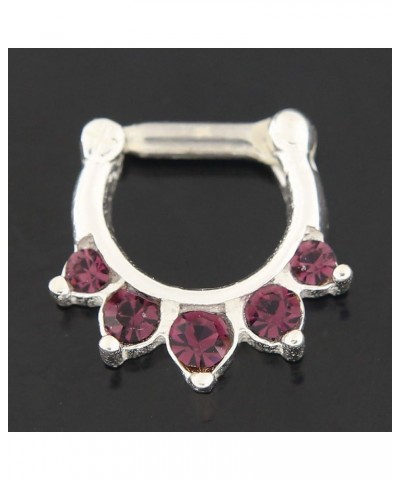 5 Paved Round Stones 16 Gauge Clicker Septum Nose Ring Septum Jewelry Purple $9.61 Body Jewelry