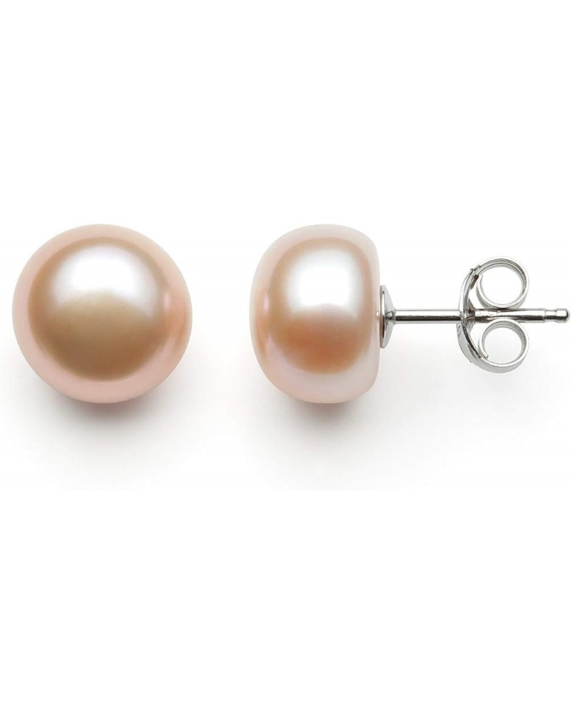 Natural Pink Cultured Freshwater Pearl Stud Earrings for Women Sterling Silver 9.0-9.5mm $24.38 Earrings