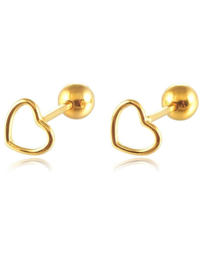 [HEARTS] Stud Pierced Earrings Gold Colour in 925 Sterling Silver, Simple Modern Elegant $9.51 Earrings