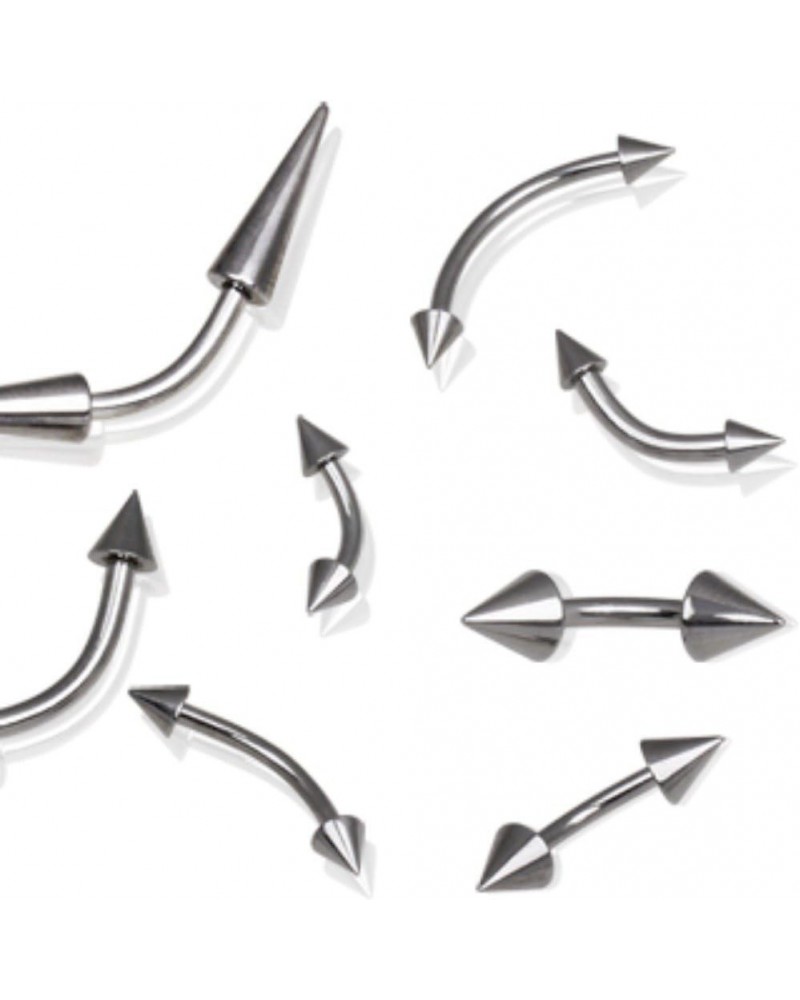 316L Surgical Steel Eyebrow Ring with Two Spikes (Sold Individually) 16g 12mm (3mm ball size) $9.43 Body Jewelry