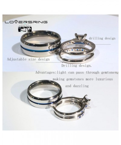 Wedding Ring Sets His And Hers Promise Ring Adjustable size Wedding Ring Sets His And Hers Couples Women 925 Sterling Silver ...