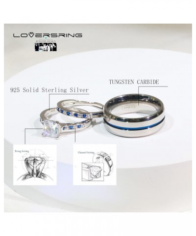 Wedding Ring Sets His And Hers Promise Ring Adjustable size Wedding Ring Sets His And Hers Couples Women 925 Sterling Silver ...