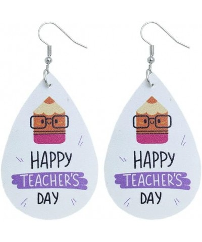 2 Pairs Teacher Teardrop Earrings Leather Pencil Apple Rainbow Earrings for Teachers Back to School Jewelry Teacher Appreciat...