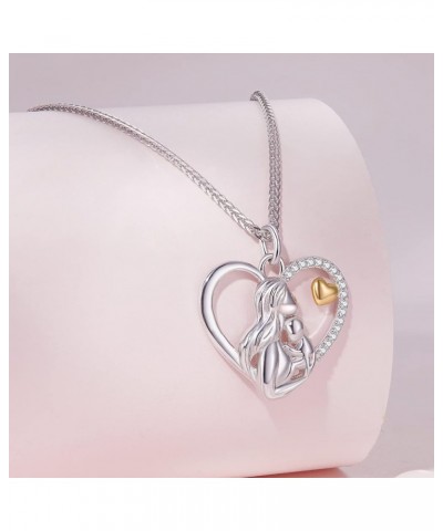 Mother Daughter Necklace for Women 925 Sterling Silver Mothers children Heart Pendant Necklace for Jewelry Gifts mom 1 $15.89...